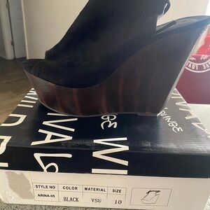 Black Wedge Sandals